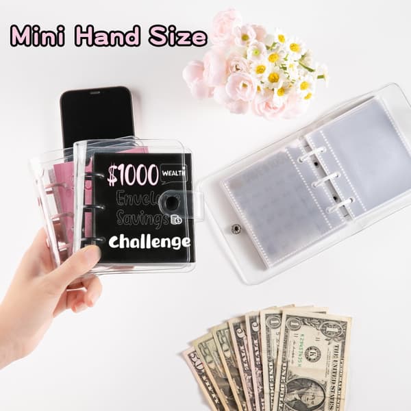 INF Money Saving Challenge Book - Mini Binder PVC Cash Envelope - $1.000