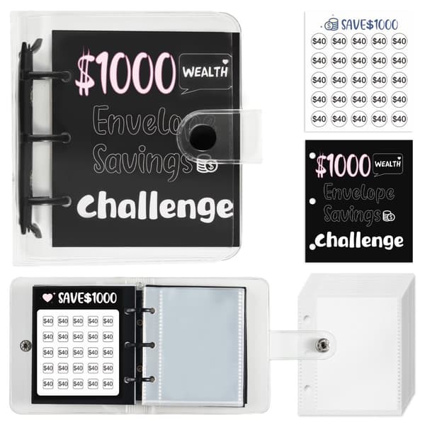 INF Money Saving Challenge Book - Mini Binder PVC Cash Envelope - $ 1000 Sort