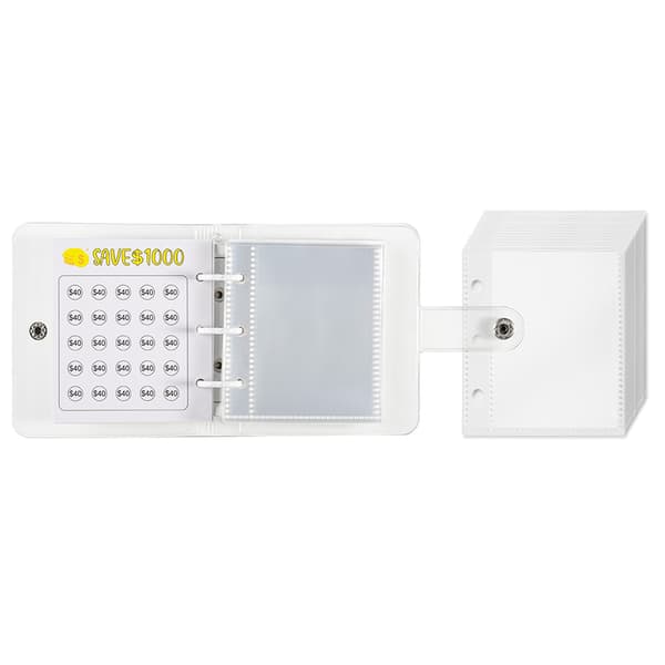 INF Money Saving Challenge Book - Mini Binder PVC Cash Envelope - $1.000