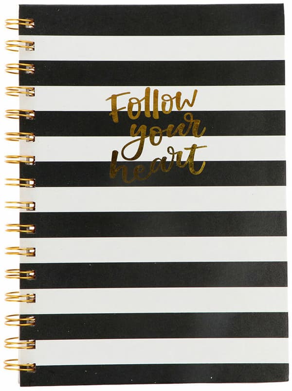 Notebook Inca   A5 Stripes Black White