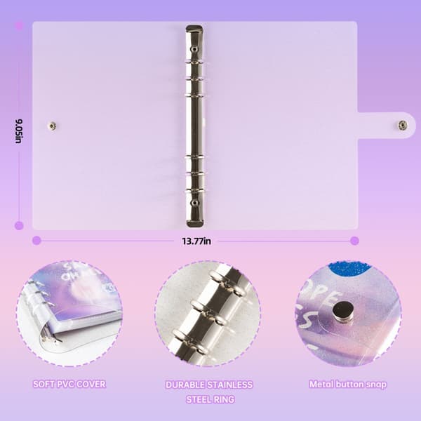 INF A5 PVC-notatbok med glitter og konvolutter for kontanter - Sparingsutfordring