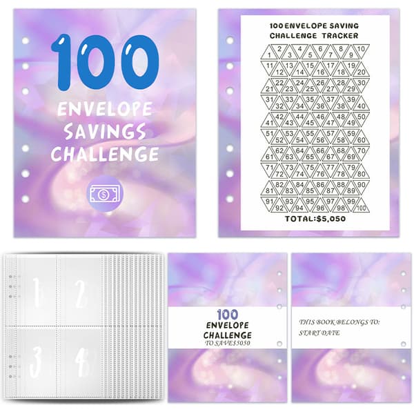 INF A5 PVC Shimmer -muistikirja käteiskuorilla - Säästöhaaste