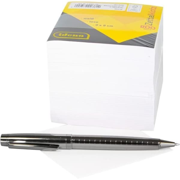 Idena 10442 - Blocknot 9 x 9 cm, 800 lösa ark, vit