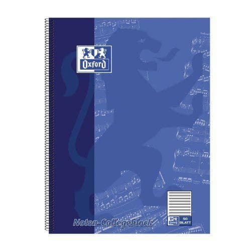 Oxford 100050345 Musikanteckningsbok 50 ark 90 g/m² Blå A4+ (paket med 10)