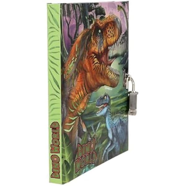 Journal Intime - DEPESCHE - Dino Värld - 192 Sidor Linjerade - Silverlås - Dinosauriemönster