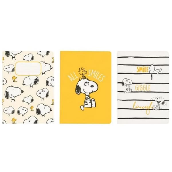 Anteckningsböcker - GRUPO ERIK - Snoopy Smiles - Set om 3 - 10,5x14,8cm - Mjukt omslag