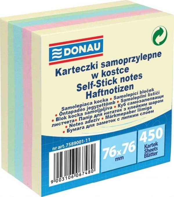 Blocnot - block av papper Donau - 7586012-99 - BILBLOCK .76X76 BLANDNING AV FÄRGER 12PCS.