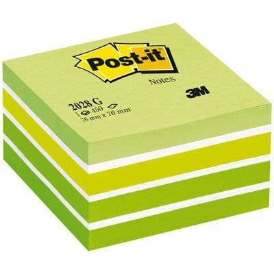 Block postit kub 76x76 akvarell grön 450 ark