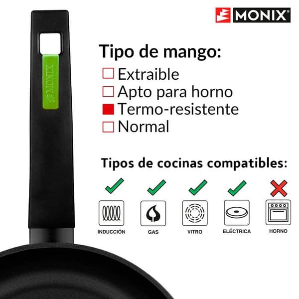 Monix SARTEN GREEN M481218-18 cm, ESPESOR 4 mm, FORJADO ALUMINIUM MED KLIPPET, TODO TYP AV FUEGO + INDUCCION