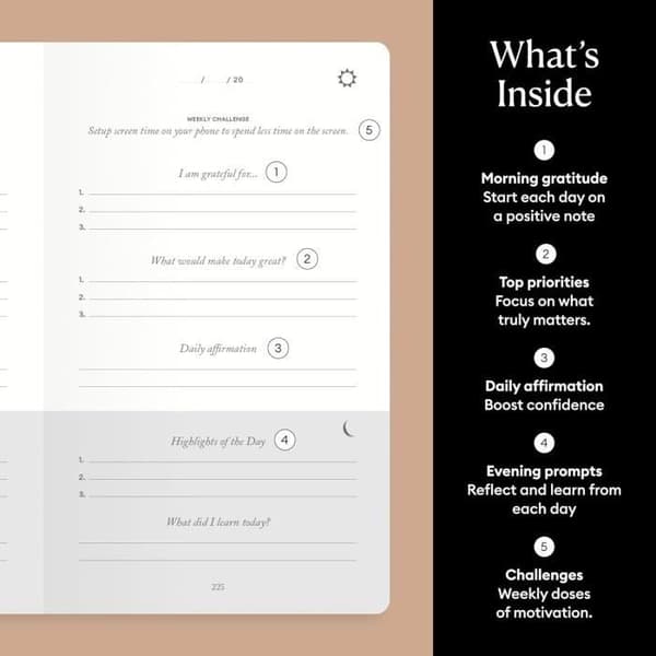 Intelligent Change The Five Minute Journal - Daglig tacksamhetsdagbok för lycka, medvetenhet och reflektion -