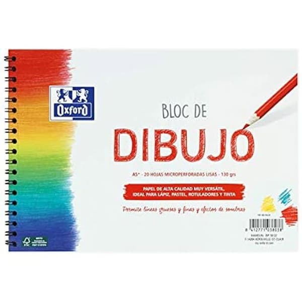 Block ritpapper A5 - OXFORD - 20 ark 130 g - Mjuk omslag - Spiral - Slätt papper