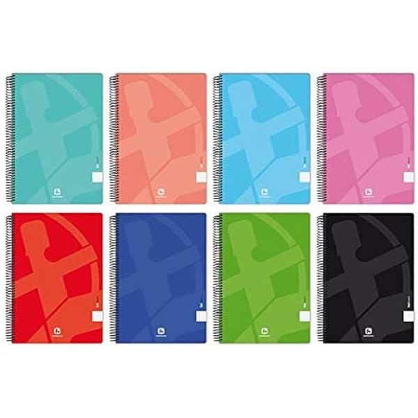 Spiral anteckningsbok - UNIPAPEL - Set med 10 - 80 sidor - Blå linjer - A5-format