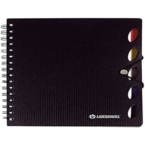 Cahier Spirale - LIDERPAPEL - 935973 - A5 148x210mm - Svart Papper - Exekutivserie