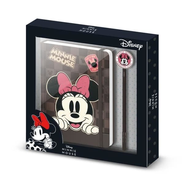 Presentlåda - Disney - Minnie Mouse - Journal 100 Sidor - Kulspetspenna - Hård Omslag