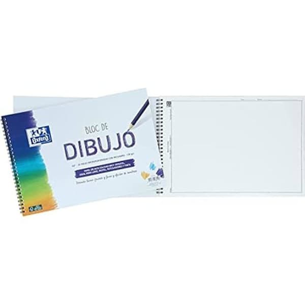 A4+ ritblock - OXFORD - 20 ark 130 g - Mjukt omslag/hård flik - Mångsidigt konstnärligt papper