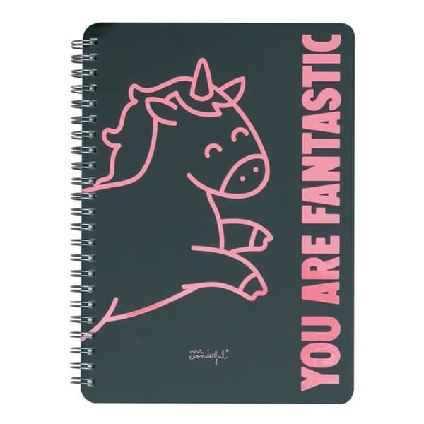 Blocnot - block med ark Mr. Wonderful Mr. Wonderful - A5 anteckningsbok Enhörning svart - Du är fantastisk