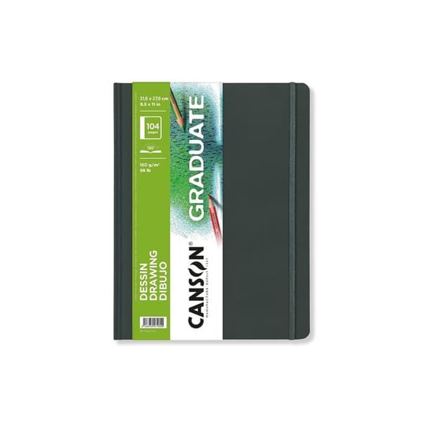 Canson - C31200L039 - Graduate Book Dessin - Syhäftad bok med 104 sidor - Lätt struktur - 21,6 x 27,9 cm - 160g/m² - Vit