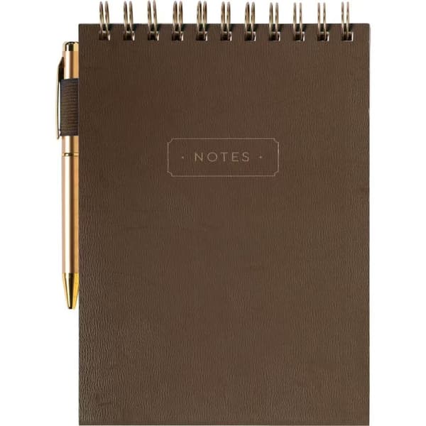 INF Hardcover A5 Spiral Notesbog med Pen, Tyk Linjeret Journal Notesbog Brun