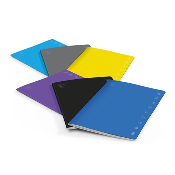 Pigna Monokrom Set med 10 linjerade anteckningsböcker Var. 1R Assorterade färger Format A5 (15 x 21 cm)