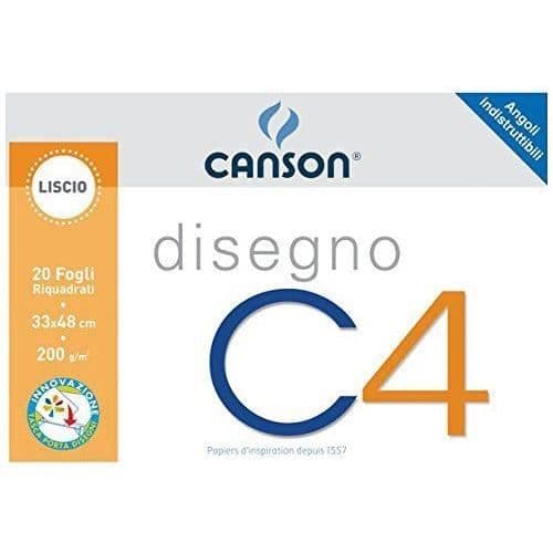 Canson ritblock C4, slät, med bård, 33 x 48 cm, 200 g/m, 20 ark - 100500454