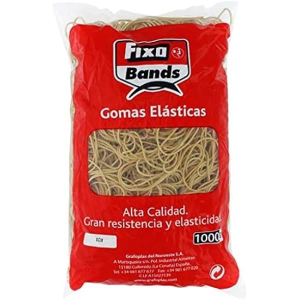Gummiband nr 8 - FIXO - Förpackning 1 kg - Hög kvalitet - Tillverkad i Spanien