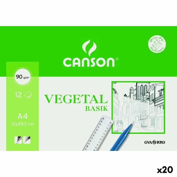 Ritpapper Canson VEGETAL BASIK A4 12 Blad (20 antal)