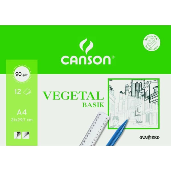 Tegnepapir Canson VEGETAL BASIK A4 12 Ark (20 enheder)