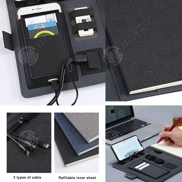 INN Multifunktionell anteckningsbok kan ladda induktionsapparater 8000mAh Anteckningsbok med 3i1 kabel Vacker kontorsmateriel Kreativa nöjen