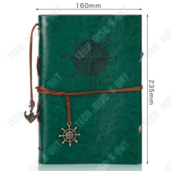 TD® European retro pärm reseläderrem piratbok anteckningsblock blankt kraftpapper