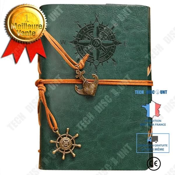 TD® European retro pärm reseläderrem piratbok anteckningsblock blankt kraftpapper