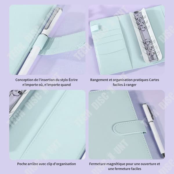 TD A6 Anteckningsbok Journaler PU Läder med påfyllningspapper 80 sidor Pärmfickor Blå Notebook Planner