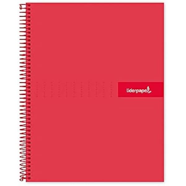 Spiralblock - LIDERPAPEL - A4 Crafty - Dubbel omslag - 80 sidor - 90 g/m² - Röd marginal