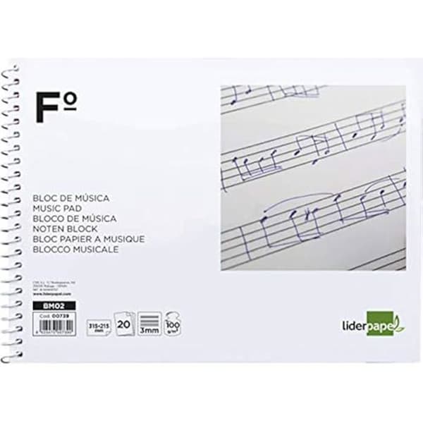 Spiralblock - LIDERPAPEL - Notblocket Pentagram - 20 ark - 80 g/m² - A4