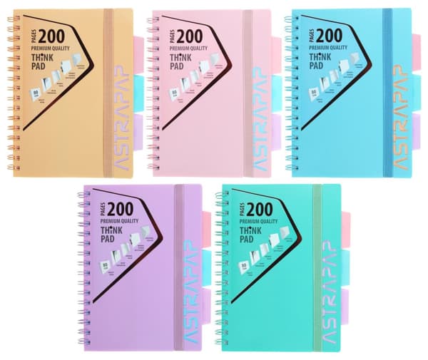Notesbog med bogmærker A5 100k gitter PASTEL Astra