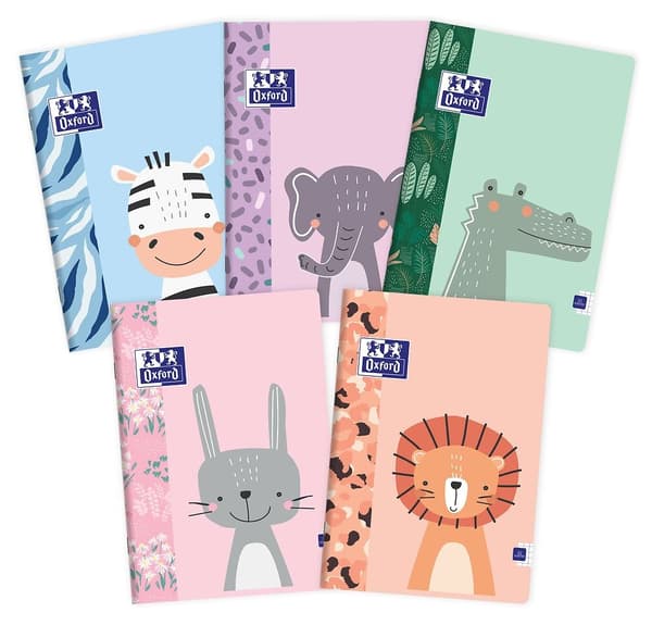 Notebook A5 16k smal linje 90g Kids Animals Oxford