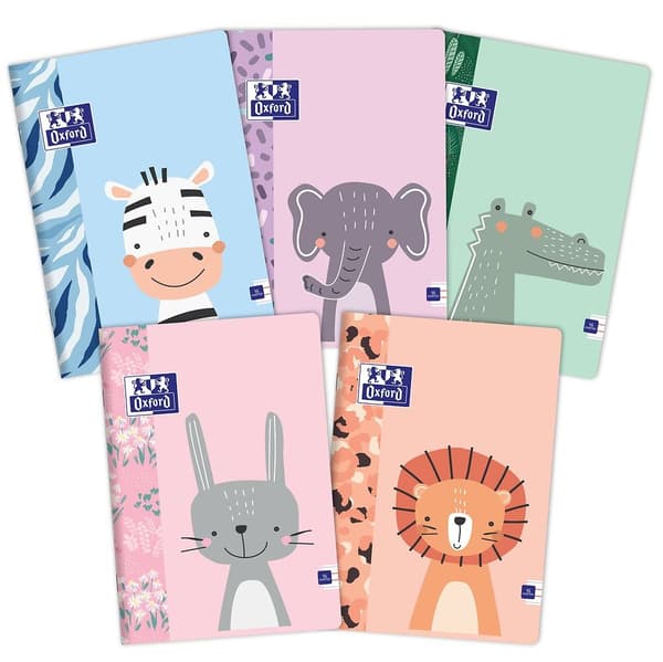 Notebook A5 16k smal linje 90g Kids Animals Oxford