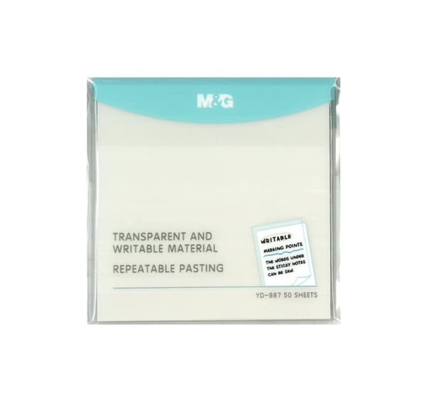 Itseliimautuva läpinäkyvä muistilehtiö 76x76mm M&G