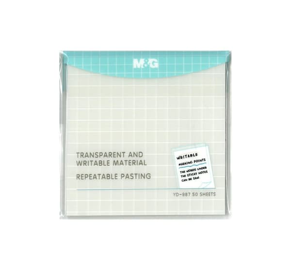 Itseliimautuva läpinäkyvä muistilehtiö 76x76mm M&G