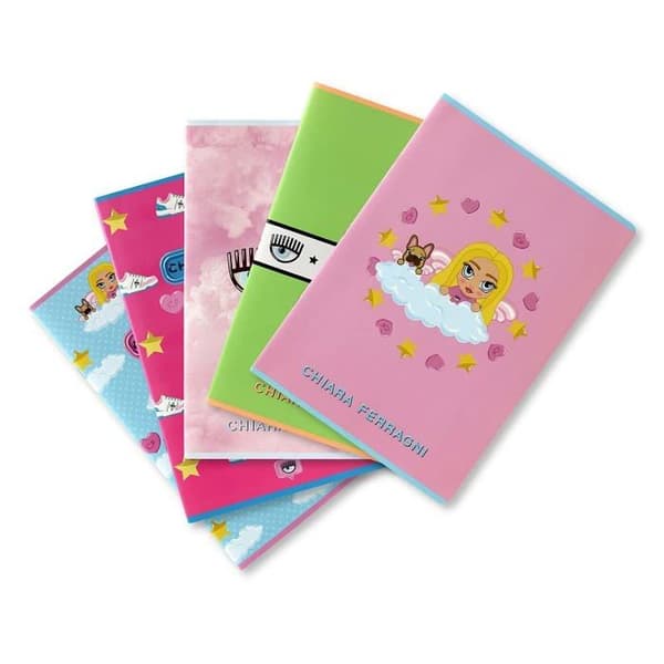 Cahier Pigna - 02321475M - 5-pack klara anteckningsböcker Ferragni x, f.to A4, mix fantasibok A