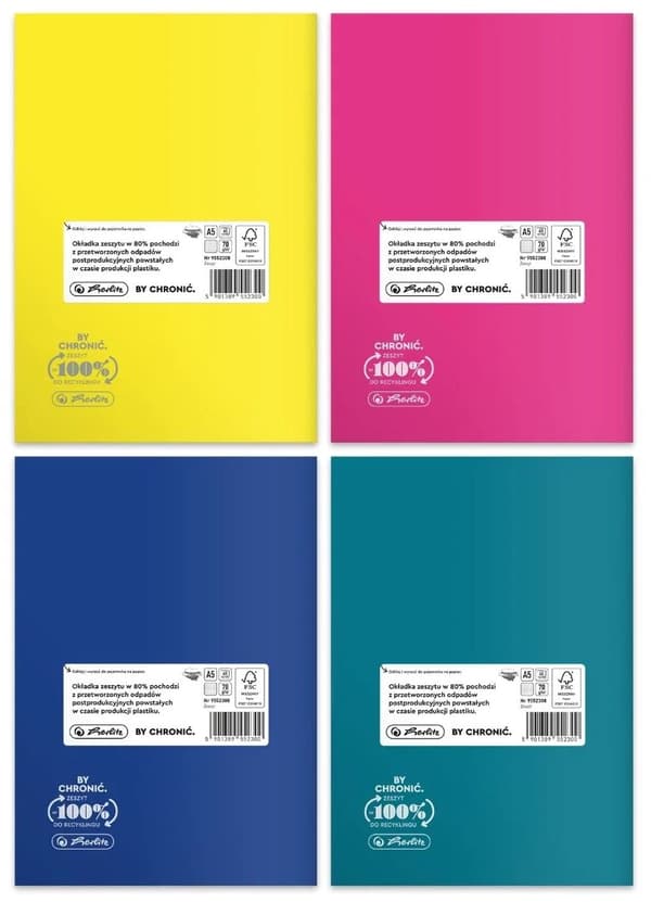 Notebook A5/60 Grid Eco PP farver Herlitz 9552308