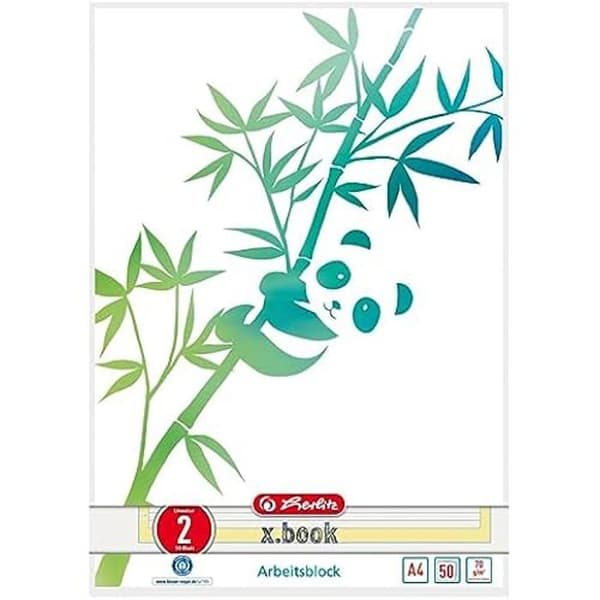 Arbetsblock - HERLITZ - A4 - 50 ark - Återvunnet papper - Panda mönster
