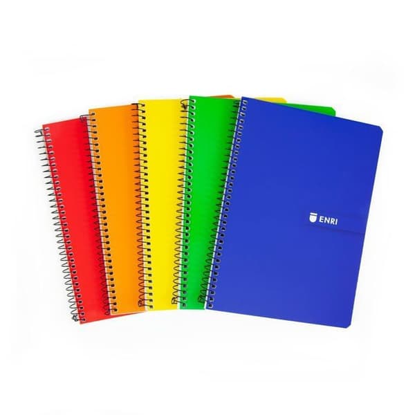 Notebook Enri - 400163428 -, Set med 5 A4-anteckningsböcker (ark) Pauta 3 mm, mjukt omslag, 80 ark, blandade färger