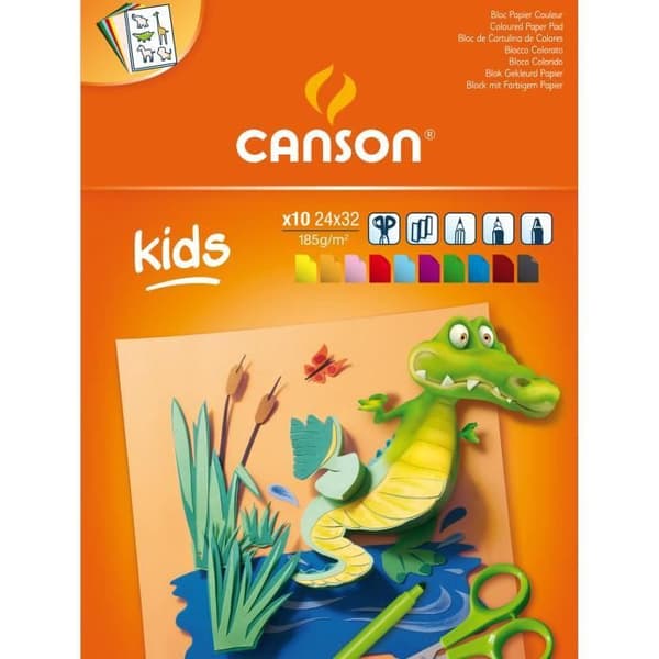 CANSON Block Child 5 år+ 10 ark Creation® 24x32 - 185 g - 10 olika färger