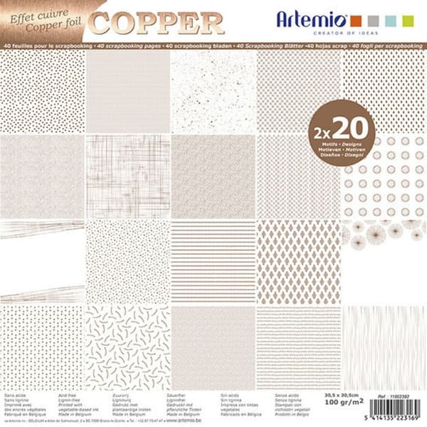 Bloc papper 30 cm Folie Koppar 40 ark
