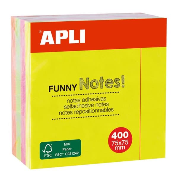 Anteckningsblock - APLI-AGIPA - 75x75mm - Diverse ljusa färger - Blandat - Vuxen