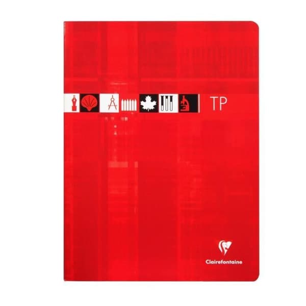 Piqué Practical Work Notebook - CLAIREFONTAINE - 24x32cm - 80 sidor - Stora rutor/Seyès - Röd/Ljusblå