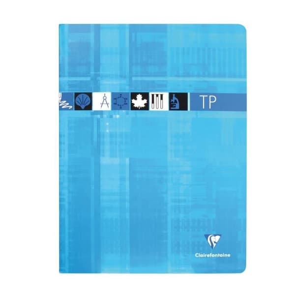 Piqué Practical Work Notebook - CLAIREFONTAINE - 24x32cm - 80 sidor - Stora rutor/Seyès - Röd/Ljusblå