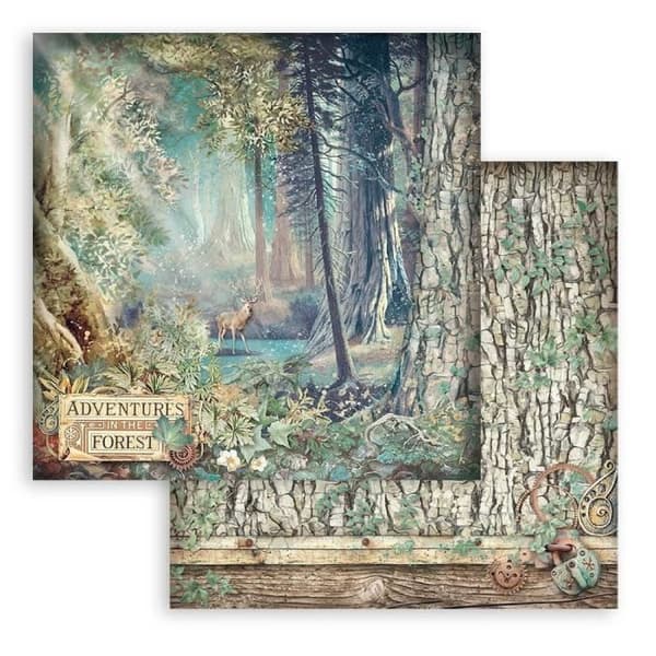 Scrapbookingpapper - STAMPERIA - Magic Forest - Set med 10 ark - 20,3x20,3 cm - Blandat