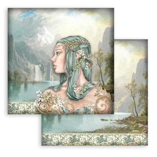 Scrapbookingpapper - STAMPERIA - Magic Forest - Set med 10 ark - 20,3x20,3 cm - Blandat
