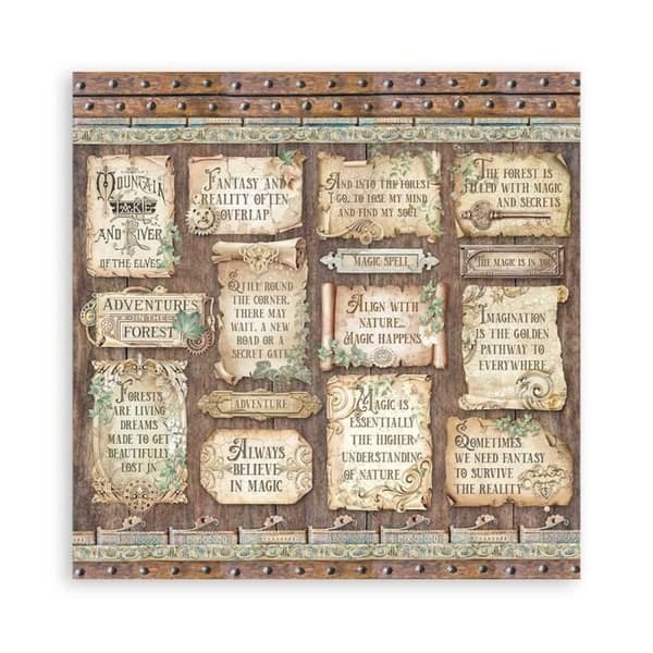 Scrapbookingpapper - STAMPERIA - Magic Forest - Set med 10 ark - 20,3x20,3 cm - Blandat